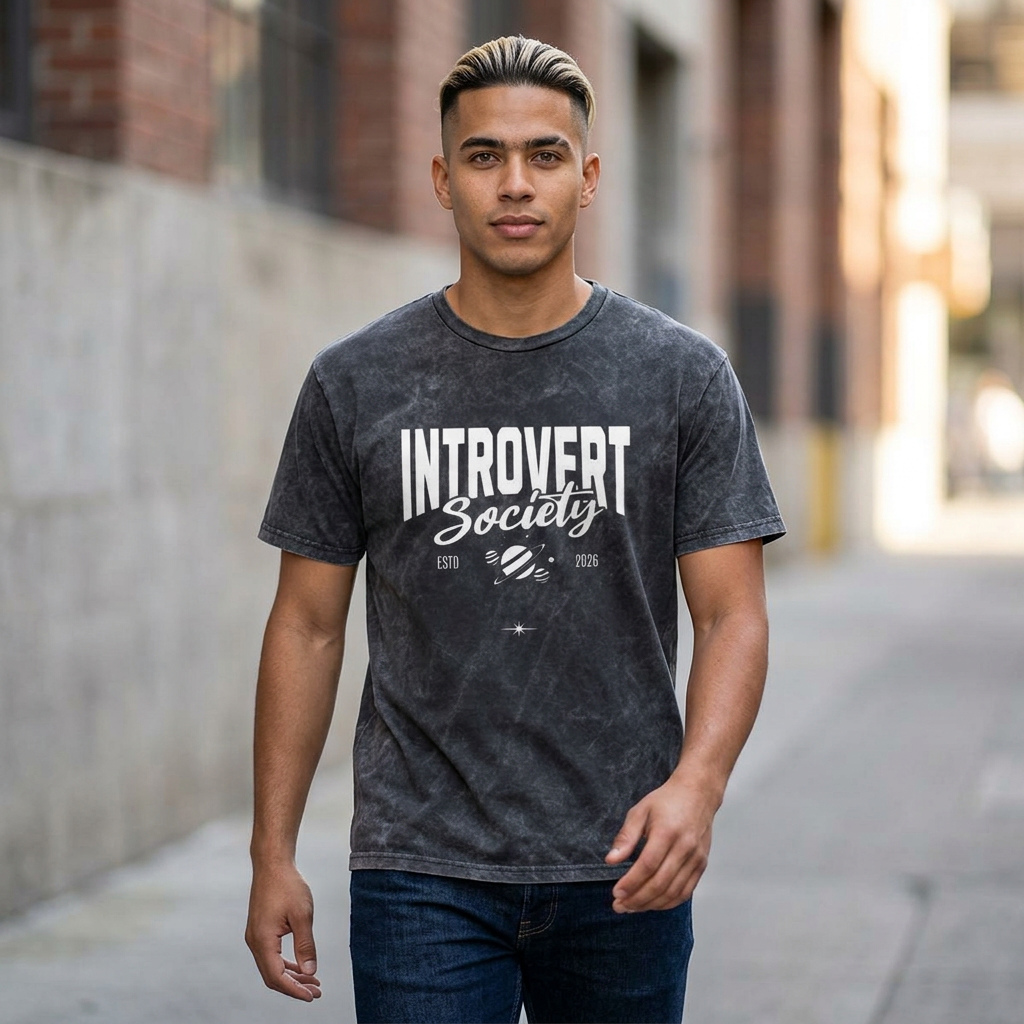 Introvert Society Tee — Vintage Crewneck Graphic T‑Shirt