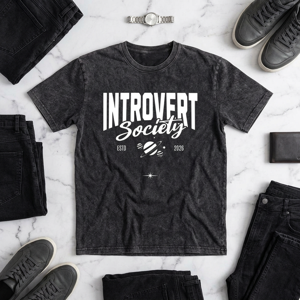 Introvert Society Tee — Vintage Crewneck Graphic T‑Shirt