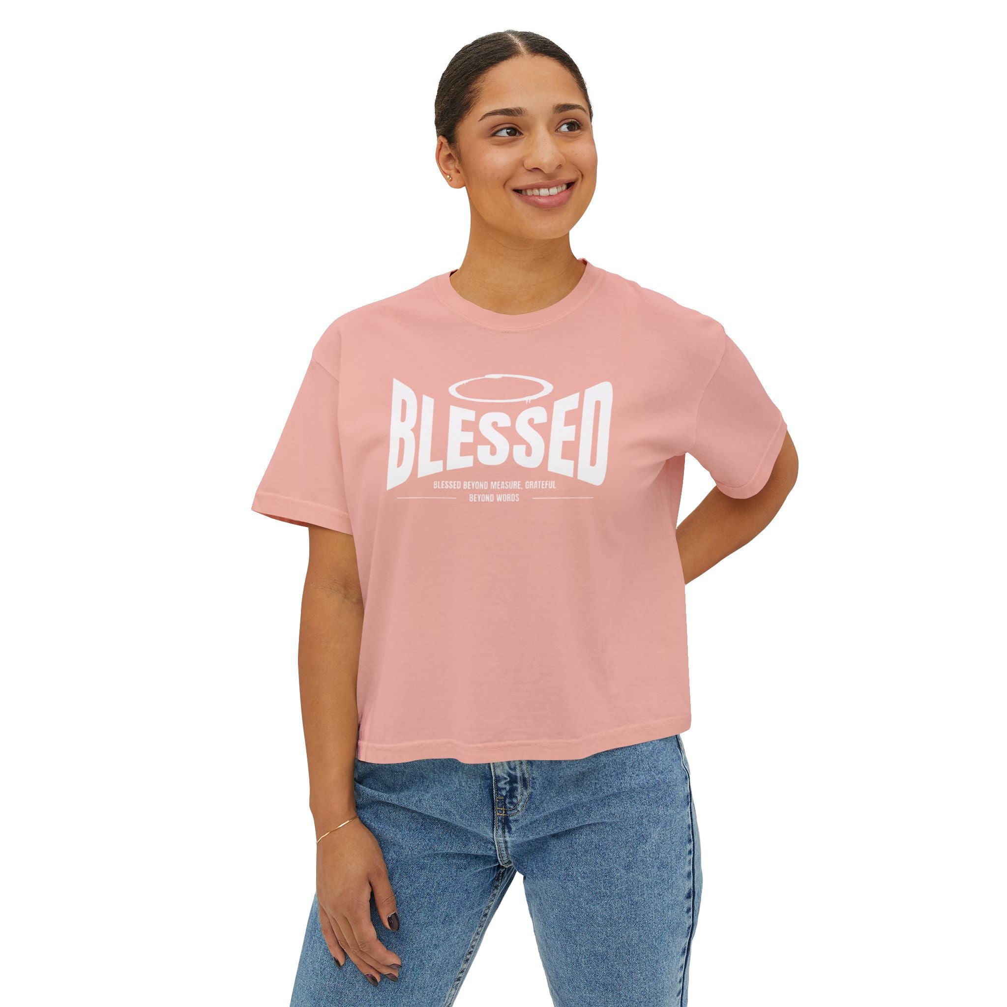 Blessed Boxy Tee — Women's Casual Crop T-Shirt