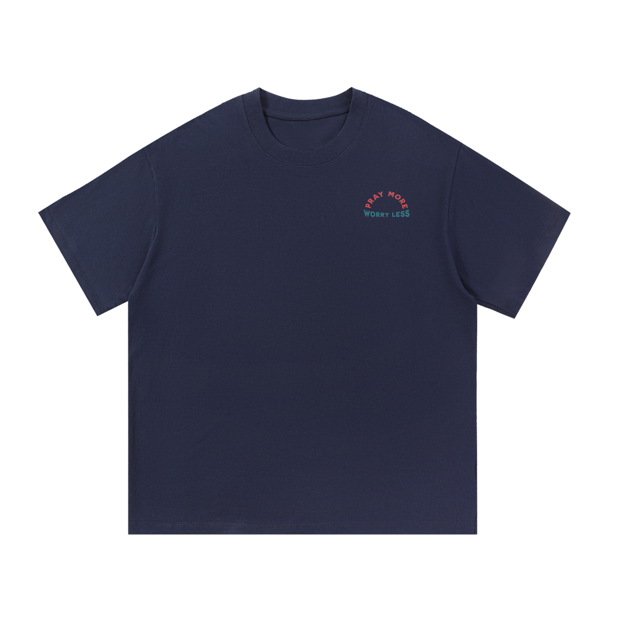 Pray More Worry Less essential graphic t-shirt in apricot, unisex heavyweight cotton tee