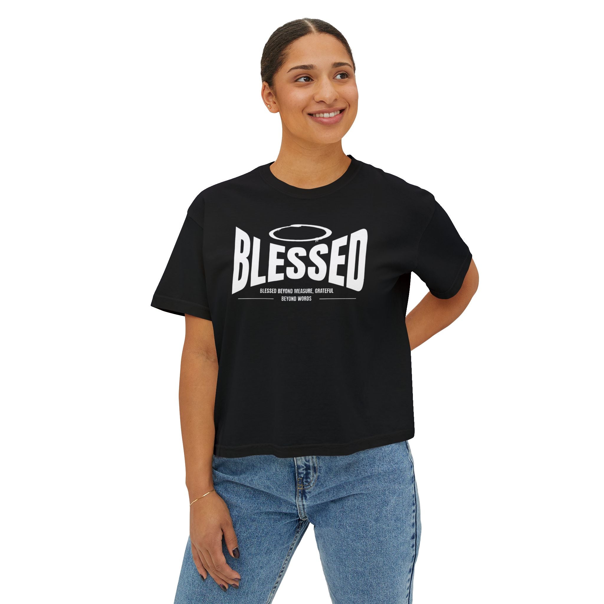 Blessed Boxy Tee — Women's Casual Crop T-Shirt