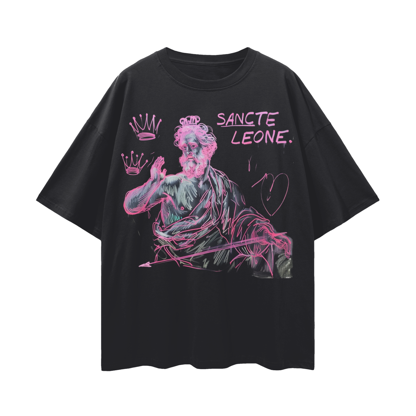Sancte Leone “King Leone” Oversized T-Shirt – Drop Shoulder Streetwear Graphic Tee